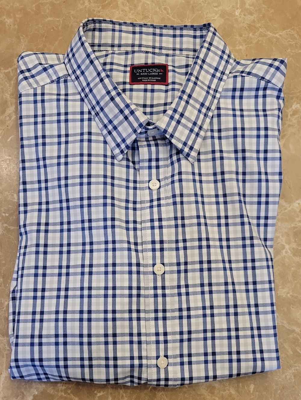 *UNTUCKit White and Blue Plaid Long-Sleeve Button-Down Shirt